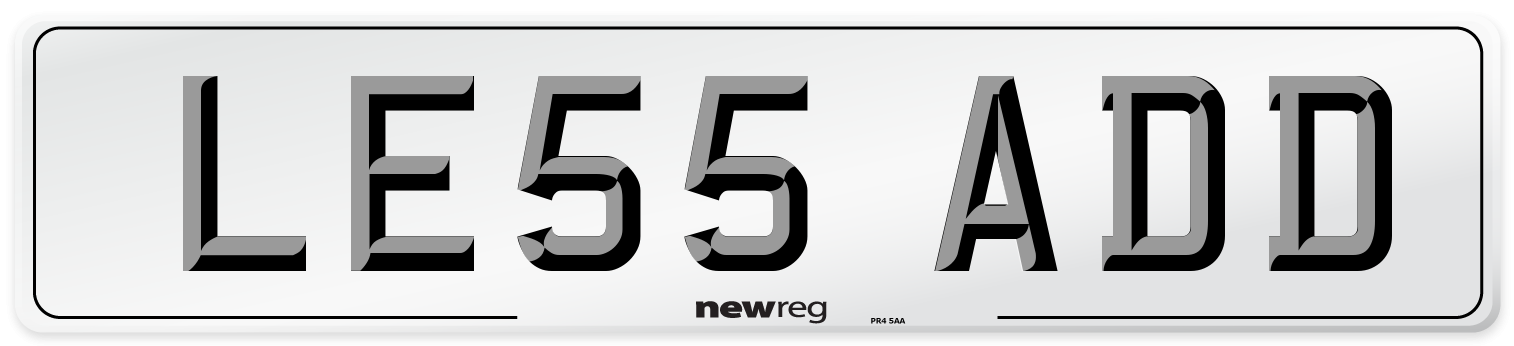 LE55 ADD Number Plate from New Reg